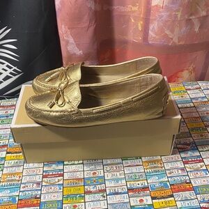 Michael Kors Daisy Moc Loafers Metallic Gold Leather Women’s 8.5M